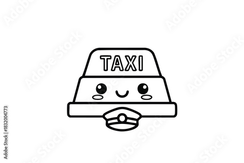 Happy Taxi Cab Character Icon