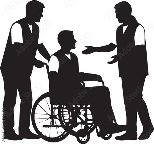 Three silhouetted figures illustrating support and care on international volunteer day