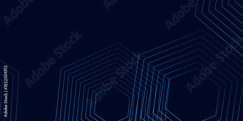 Dark background with glowing abstract hexagon lines decoration. Modern and futuristic background concept for covers, banners, brochures, certificates and websites. VOL. 5