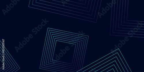 Dark background with glowing abstract geometric square lines decoration. Modern and futuristic background concept for covers, banners, brochures, certificates and websites. EPS. 2