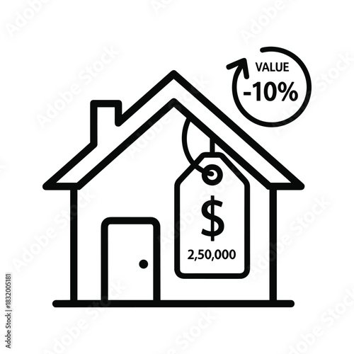 House Value Depreciation -10% Icon