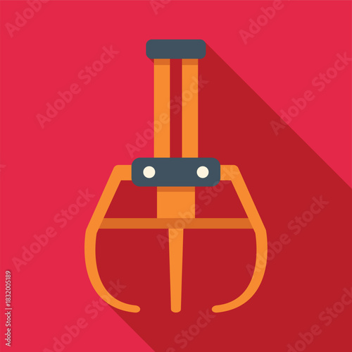 Claw grabber icon for arcade games on a red background with long shadow