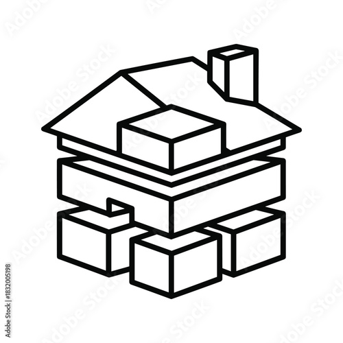 Abstract Geometric Stacked House Outline Icon