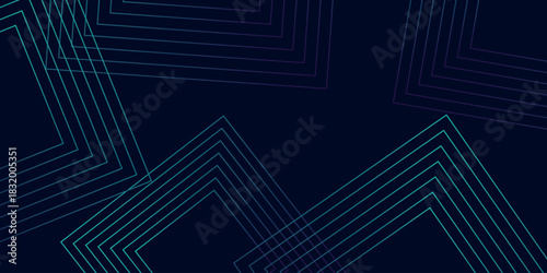 Dark background with glowing abstract geometric square lines decoration. Modern and futuristic background concept for covers, banners, brochures, certificates and websites. EPS. 5
