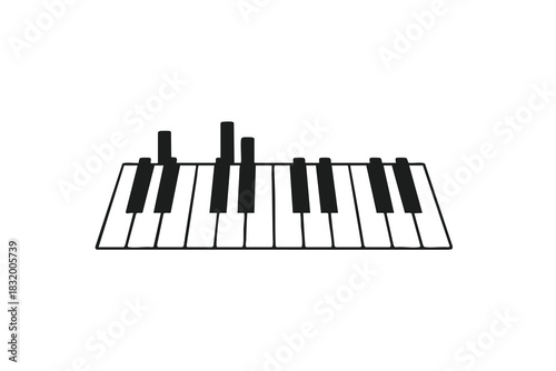 Simple piano keyboard illustration on white background