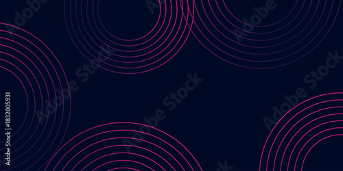 Dark background with glowing abstract circle geometric lines decoration. Modern and futuristic background concept for covers, banners, brochures, certificates and websites. EPS. 5