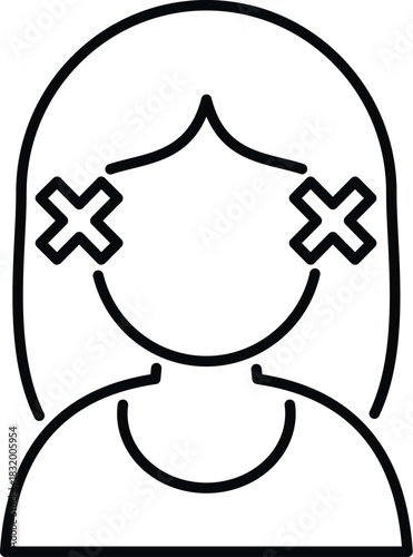 Woman feeling dizzy or unconscious with x eyes representing confusion or being overwhelmed