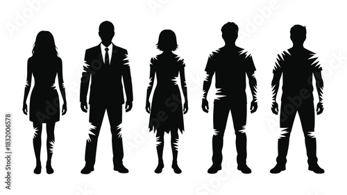 Black silhouette people vector illustration stock graphic art