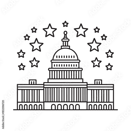 United states capitol building with stars illustration