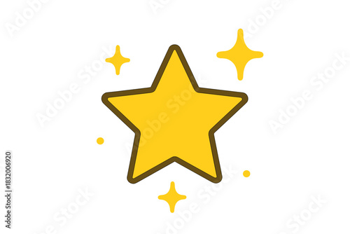 Bright yellow star graphic with sparkling effects for creative design projects and decorations