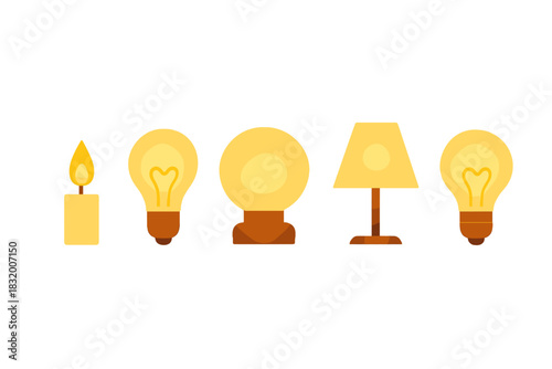 Various light sources and their warm glow illustrating different forms of illumination in a cozy setting