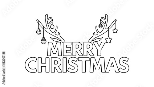 Merry christmas reindeer antlers holiday season vector image