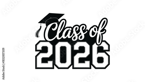 Class of 2026 graduation announcement design vector template