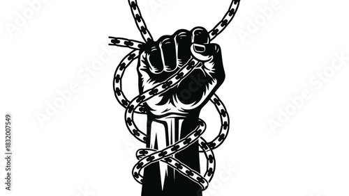 Hand fist chain vector illustration freedom and revolution art