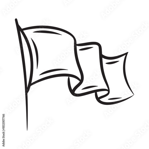 Waving white flag illustration on a pole