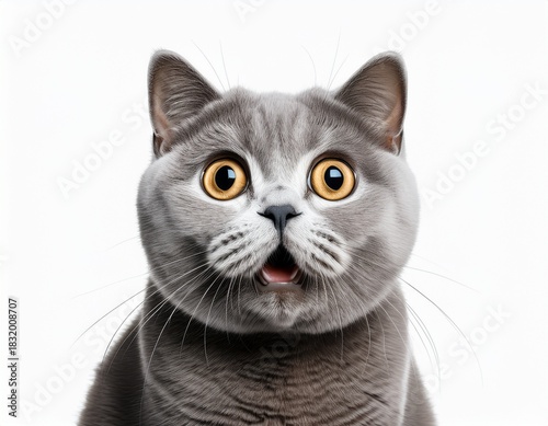surprised british shorthair cat no background