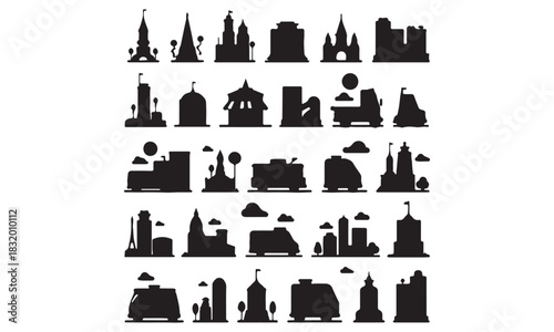 Hand-Drawn Cityscapes and Amusement Park Scenes