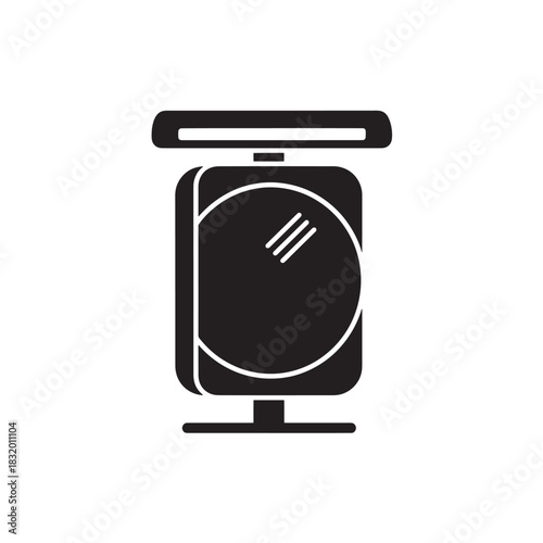 Kitchen Scale Modern Minimalist Black and White Vector Icon Graphic for Culinary Measurement and Cooking Recipes
