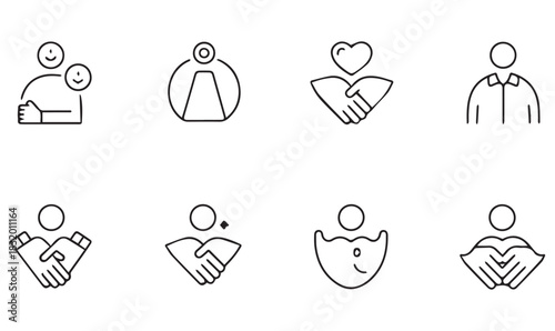 Minimalist Icons of Empathy, Support, and Human Connection