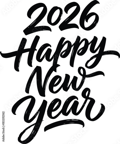 Celebrate a prosperous 2026 with this stylish hand-lettered design perfect for cards, banners, and social media posts wishing everyone a Happy New Year