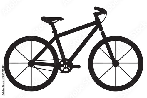 Bicycle silhouette icon in black and white minimal design
