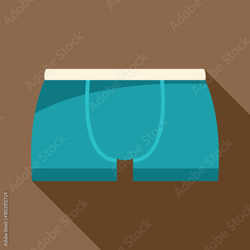 Teal blue men's boxer briefs underwear design with a long shadow