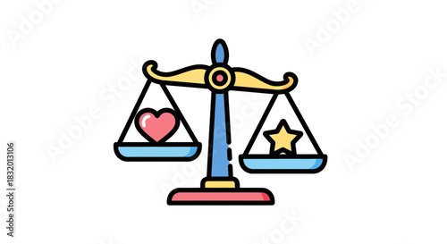 Balancing act of values, where heart and star represent a choice or prioritization between