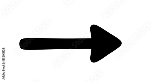 Bold directional arrow sign isolated on white for navigation and visual communication usages