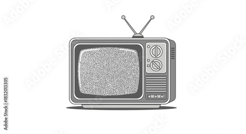 Retro television with static screen offers a vintage vibe, perfect for nostalgia projects or adding a touch of classic design to any creative project.