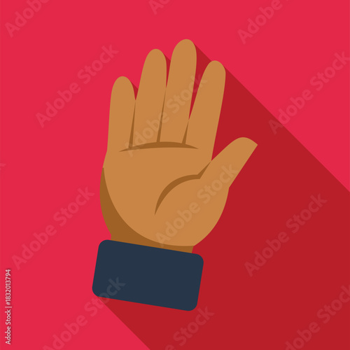Hand showing five fingers, making a stop or hello gesture