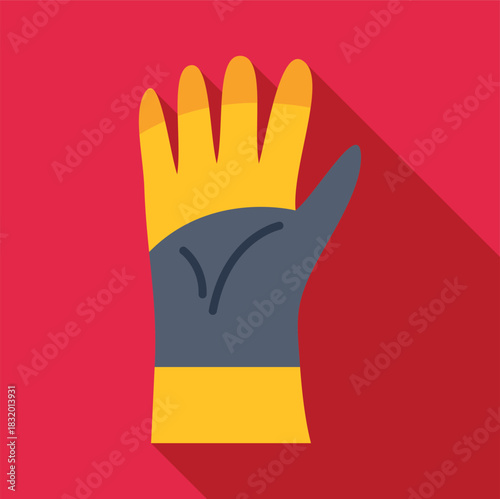 Yellow work glove providing hand protection in a flat design illustration