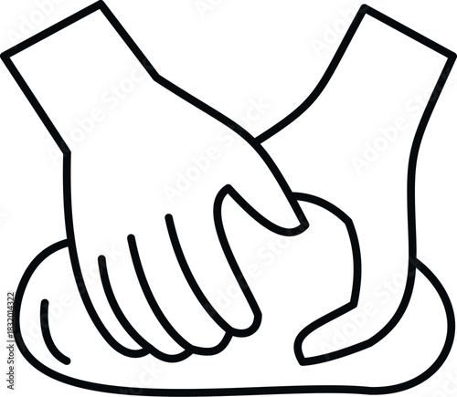 Hands kneading dough, representing the process of baking or food preparation