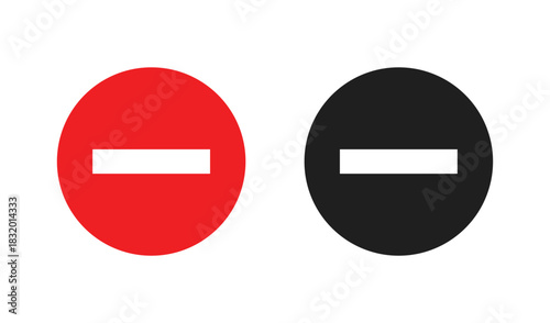 Two oval prohibition signs one red and one black with white bar