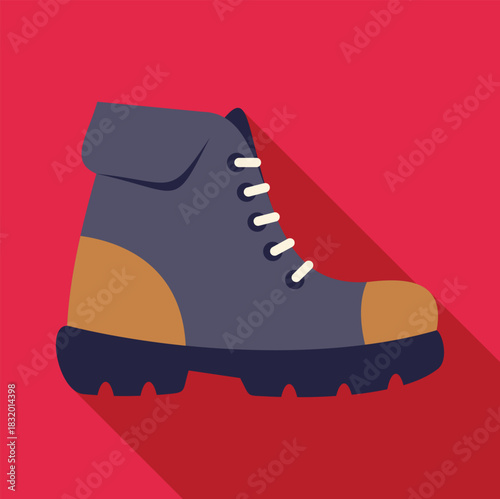 Hiking boot flat icon for adventure, travel, and camping