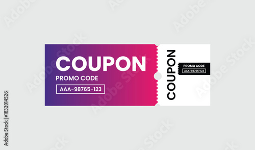 Purple and pink coupon with promo code for discounts and savings