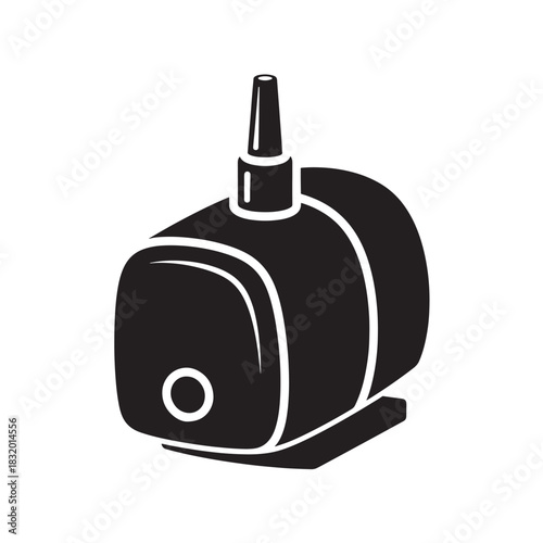 Aquarium Air Pump Silhouette Icon Isolated on White