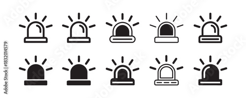 Emergency siren icons for urgent announcements or security alerts in versatile designs ready to grab attention and signal important information now