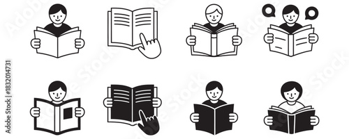 Unlock knowledge with these reading icons perfect for education and library resources, promoting literacy with engaging visuals for your audience