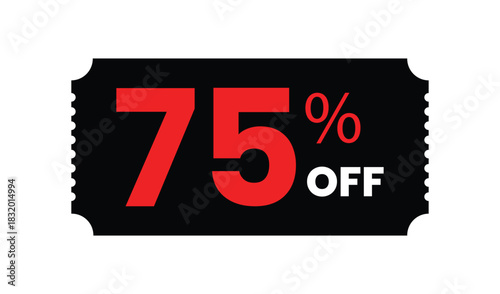 Seventy five percent off sale discount coupon tag