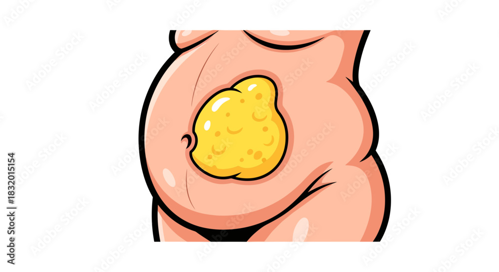 Fototapeta premium Cartoon depiction illustrating visceral fat accumulation around abdominal region