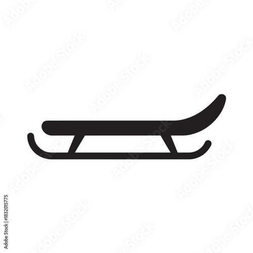 Black sled icon simple flat vector glyph isolated on white background for winter sports and recreation designs