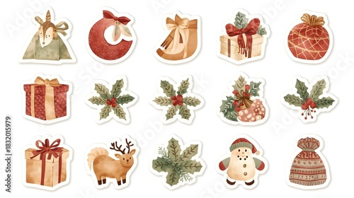 set of  icons of Christmas 