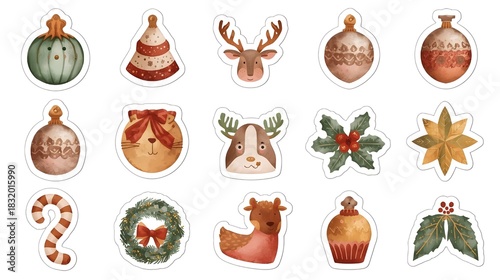 set of  icons of Christmas 