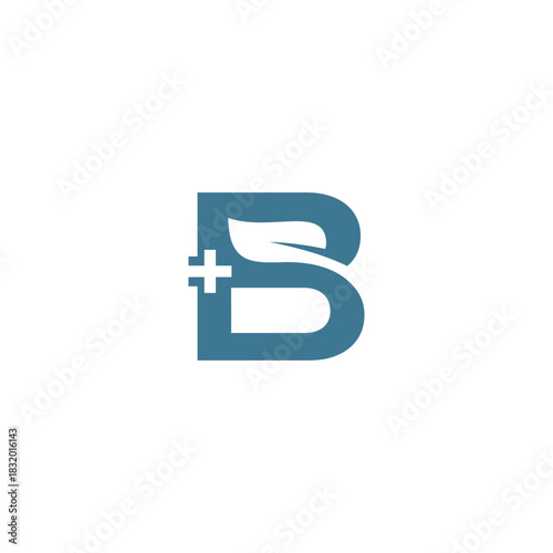 B medical with leaf pharmacy logo icon vector template