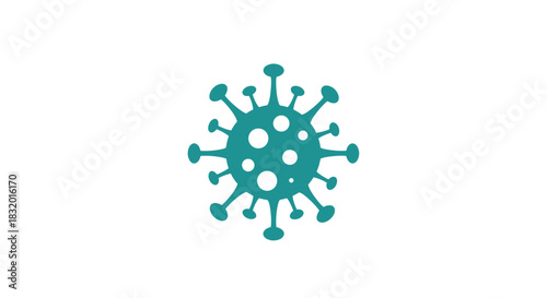 Simple flat icon of a virus or bacteria cell representing microbiology science disease and healthcare on white background.