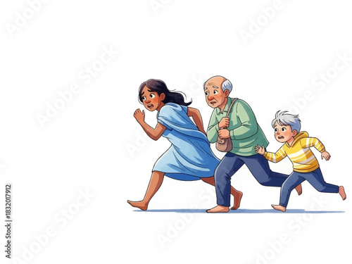 Family Running Together Generational Bond and Active Lifestyle.