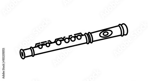 Elegant flute vector illustration demonstrating wind instrument with linear design