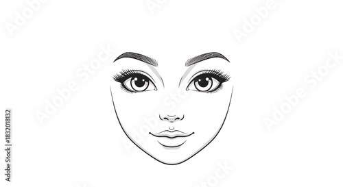 Elegant line drawing of a woman's face showcasing delicate features and expressive eyes
