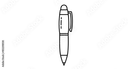 Elegant Line Art of a Classic Ballpoint Pen for Office and Stationery Needs