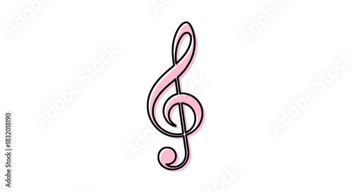 Elegant pink treble clef illustration, a musical symbol conveying harmony and creativity